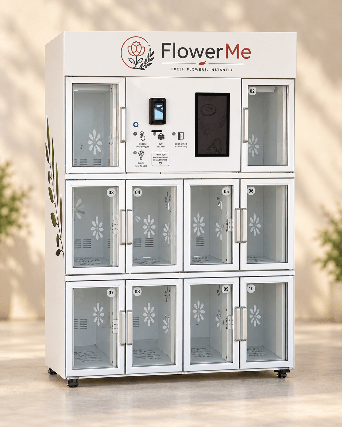 The FlowerMe fresh flower vending machine